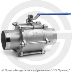 Кран нержавеющий AISI 316 (CF8M) трехсоставной под приварку Ду-150 (6") Ру-16 NK-BE150/6