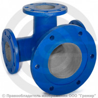 Тройник с пожарной подставкой фланцевый ППТФ Ду 250-250 (L=600-200) ВЧШГ с ЦПП цинк+AL ГОСТ ISO 2531-2012