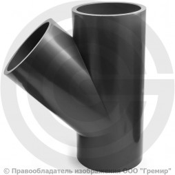 Тройник ПВХ клеевой серый Дн 110 45гр Ру-16 напорный Aquaviva