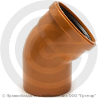 Отвод НПВХ (ПВХ) с раструбом коричневый Дн 160 45гр б/нап в/к Aquaviva