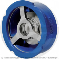 Клапан обратный осевой чугунный межфланцевый Ду-150 Ру-16 (Т<100°С) диск сталь NVD-802R Ридан