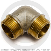 Уголок (угольник) латунный реборда НР (НАР) Ду-25 (1") никель Aquasfera