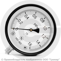 Манометр радиальный диаметр 160мм 0-16 кгс/см2 (0-1,6 МПа) G1/2" МТ-160 Багория