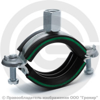 Хомут крепежный оцинкованный с резиновой прокладкой (Дн 32-37) (1") М8/М10 б/к Mupro Optimal
