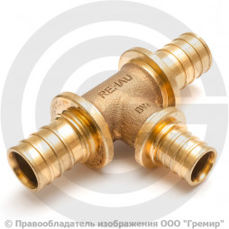 Тройник аксиальный бронзовый переходной для PE-X труб Дн 25-20-25 RAUTITAN PLATINUM RX Rehau