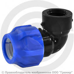 Отвод ПЭ компрессионный Дн 25-1" 90гр Ру-16 ВР (ВН) RTP (РосТурПласт)