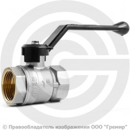 Кран латунный Ду-25 (1") Ру-40 ВР (ВН) муфтовый никель рычаг LD Pride 47.25.В-В.Р.