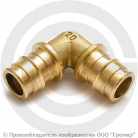 Угольник аксиальный латунный для PE-X труб Дн 40 90гр GX122 Giacomini