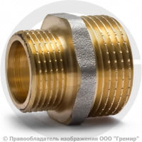 Ниппель латунный переходной НР (НАР) Ду 40-32 (1 1/2"- 1 1/4") никель Aquasfera