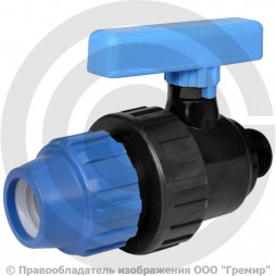 Кран ПНД компрессионный Дн 25-3/4" Ру-10 НР (НАР) RTP (РосТурПласт)