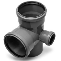 Крестовина PP-H двухплоскостная правая серая Дн 110-110-50 87гр б/нап в/к Ostendorf HT HTEDR