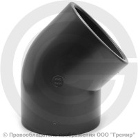 Отвод ПВХ клеевой серый Дн 20 45гр Ру-16 напорный Aquaviva