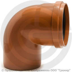 Отвод НПВХ (ПВХ) с раструбом коричневый Дн 110 87гр б/нап в/к Агригазполимер