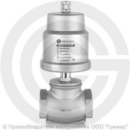 Клапан запорно-регулирующий нержавеющий НЗ Ду-32 (1 1/4") Ру-16 ВР (ВН) Kvs=21м3/ч с нержавеющим пневмоприводом 80мм PV Helver
