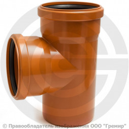 Тройник НПВХ (ПВХ) с раструбом коричневый Дн 315-110 87гр б/нап в/к Ostendorf KGEA