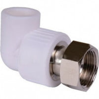 Угольник PP-R комбинированный белый с накидной гайкой Дн 32-1 1/4" RTP (РосТурПласт)