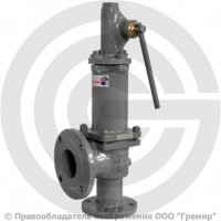 Клапан предохранительный пружинный угловой стальной фланцевый Ду-150 Рср=0.5бар Рн=0.5...1.5бар (Т<450°С) с ручным подрывом 17с6нж Арма-Пром