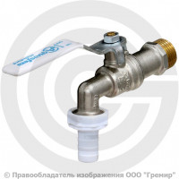 Кран латунный водоразборный Ду-25 (1") Ру-16 НР-Штуцер никель рычаг Aquasfera 1119