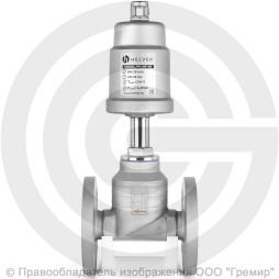 Клапан запорно-регулирующий нержавеющий фланцевый Ду-15 Ру-16 Kvs=3,8м3/ч с нержавеющим пневмоприводом 50мм PV-F Helver