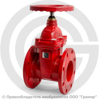 Задвижка чугунная фланцевая Ду-125 Ру-16 (Т<150°С) красная 30ч39р Китай