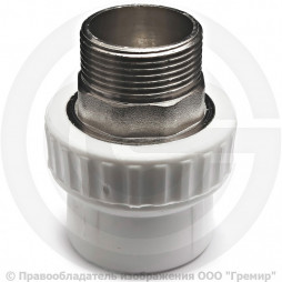 Муфта PP-R комбинированная под ключ белая НР (НАР) Дн 50-1 1/2" RTP (РосТурПласт)