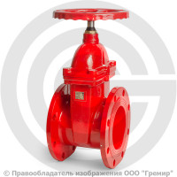 Задвижка чугунная фланцевая Ду-200 Ру-16 (Т<150°С) красная 30ч39р Китай