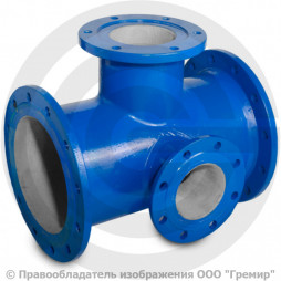Тройник с пожарной подставкой фланцевый ППТФ Ду 500-300 (L=800-425) ВЧШГ с ЦПП цинк+AL ГОСТ ISO 2531-2012