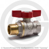 Кран латунный Ду-10 (3/8") Ру-42 ВР-НР (ВН-НАР) никель полнопроходной бабочка Giacomini R914