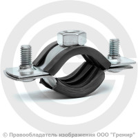 Хомут крепежный оцинкованный с резиновой прокладкой Ду-15 (Дн 20-24) (1/2") М12 б/к