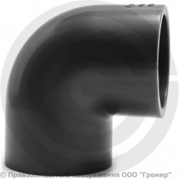 Отвод ПВХ клеевой серый Дн 160 90гр Ру-10 напорный Aquaviva