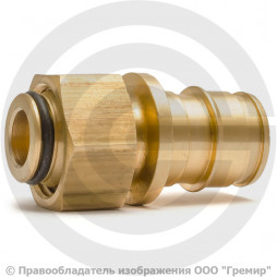 Соединитель аксиальный латунный для PE-X труб Дн 20-3/4" под евроконус с накидной гайкой GX179 Giacomini GX179Y054