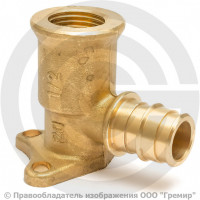 Водорозетка аксиальная латунная для PE-X труб Дн 16-1/2" ВР (ВН) L=83мм с фланцем РОС