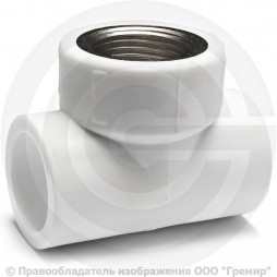 Тройник PP-R комбинированный белый ВР (ВН) Дн 25-1/2" PRO VALFEX