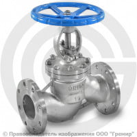Клапан запорный нержавеющий фланцевый Ду-100 Ру-16 (Т<250°С) 15нж65нж Китай