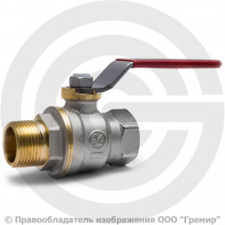 Кран латунный Ду-10 (3/8") Ру-42 ВР-НР (ВН-НАР) никель полнопроходной рычаг Giacomini R914L