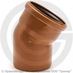 Отвод НПВХ (ПВХ) с раструбом коричневый Дн 125 30гр б/нап в/к Ostendorf KGB