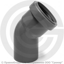 Отвод PP-H серый Дн 50 45гр б/нап в/к RTP (РосТурПласт) 2