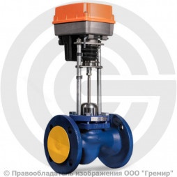 Клапан запорно-регулирующий односедельный чугунный фланцевый Ду-15 Ру-16 Kvs=0.63 м3/ч с электроприводом 3-х позиционным TSL-1600-25-1-230-IP67 230В TRV Теплосила