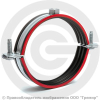 Хомут крепежный оцинкованный с резиновой прокладкой Ду-80 (Дн 87-92) (3") ±2мм М10 б/к