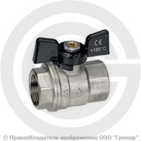 Кран латунный Ду-20 (3/4") Ру-40 ВР (ВН) никель полнопроходной бабочка Bugatti серия 302