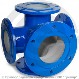 Крест с пожарной подставкой фланцевый ППКФ Ду 300-300 ВЧШГ с ЦПП цинк+AL ГОСТ ISO 2531-2012