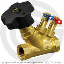 Клапан балансировочный ручной латунный муфтовый Ду-15 Ру-16 ВР (ВН) Kvs=2.54м3/ч с измерительными ниппелями MVT-R LF Ридан