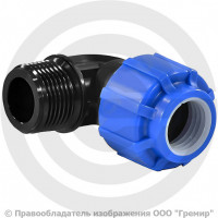 Отвод ПЭ компрессионный Дн 50-1 1/4" 90гр Ру-16 НР (НАР) RTP (РосТурПласт)