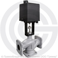 Клапан регулирующий трехходовой смесительный стальной фланцевый на пар Ду-25 Ру-25 Kvy=8м3/ч с электроприводом LEA-1200 220В без датчика Энерготехномаш