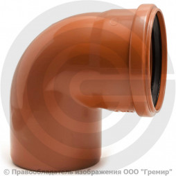 Отвод НПВХ (ПВХ) с раструбом коричневый Дн 160 87гр б/нап в/к Ostendorf KGB