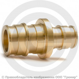 Муфта аксиальная латунная переходная для PE-X труб Дн 32-25 РОС