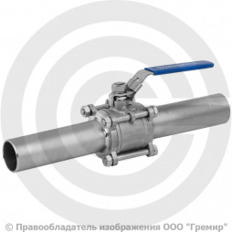 Кран нержавеющий AISI 316 (CF8M) трехсоставной под приварку Ду-100 Ру-63 полнопроходной Benarmo