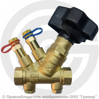 Клапан балансировочный ручной латунный муфтовый Ду-50 Ру-16 ВР (ВН) Kvs=28м3/ч с измерительными ниппелями MVT-R Ридан