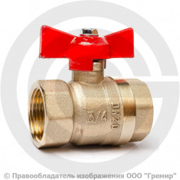 Кран латунный Ду-15 (1/2") Ру-40 ВР (ВН) муфтовый бабочка ГАЛЛОП Стандарт 230