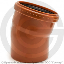 Отвод НПВХ (ПВХ) с раструбом коричневый Дн 250 15гр б/нап в/к Ostendorf KGB